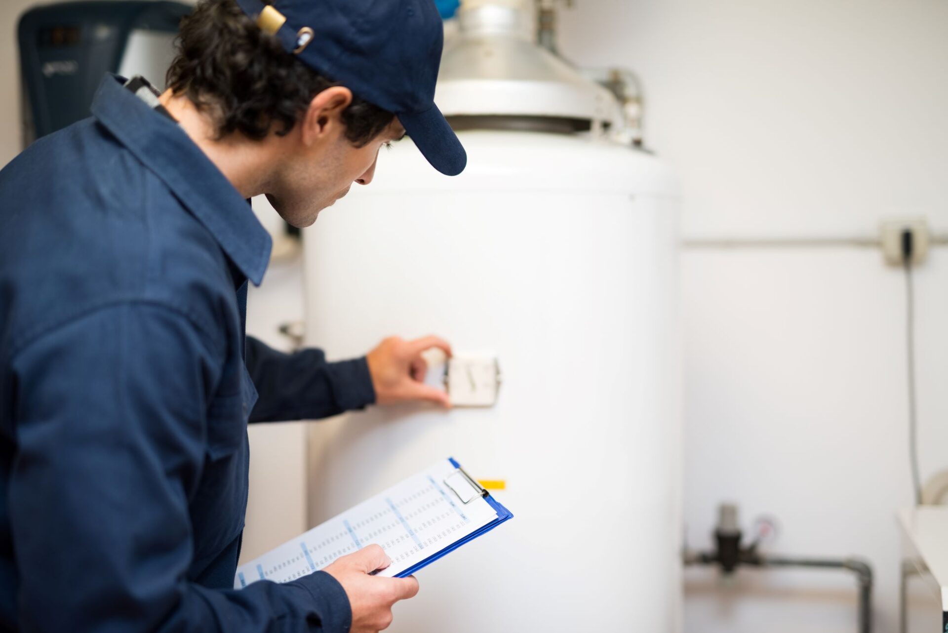 plumber-servicing-water-heater