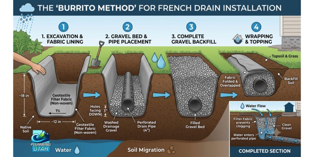 plumbing-utah-burrito-method-french-drains
